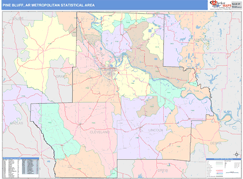 Pine Bluff Metro Area Digital Map Color Cast Style